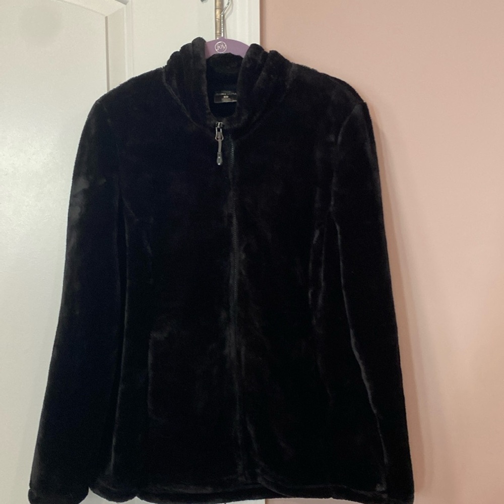 Black jacket fleece warm size large excellent condition